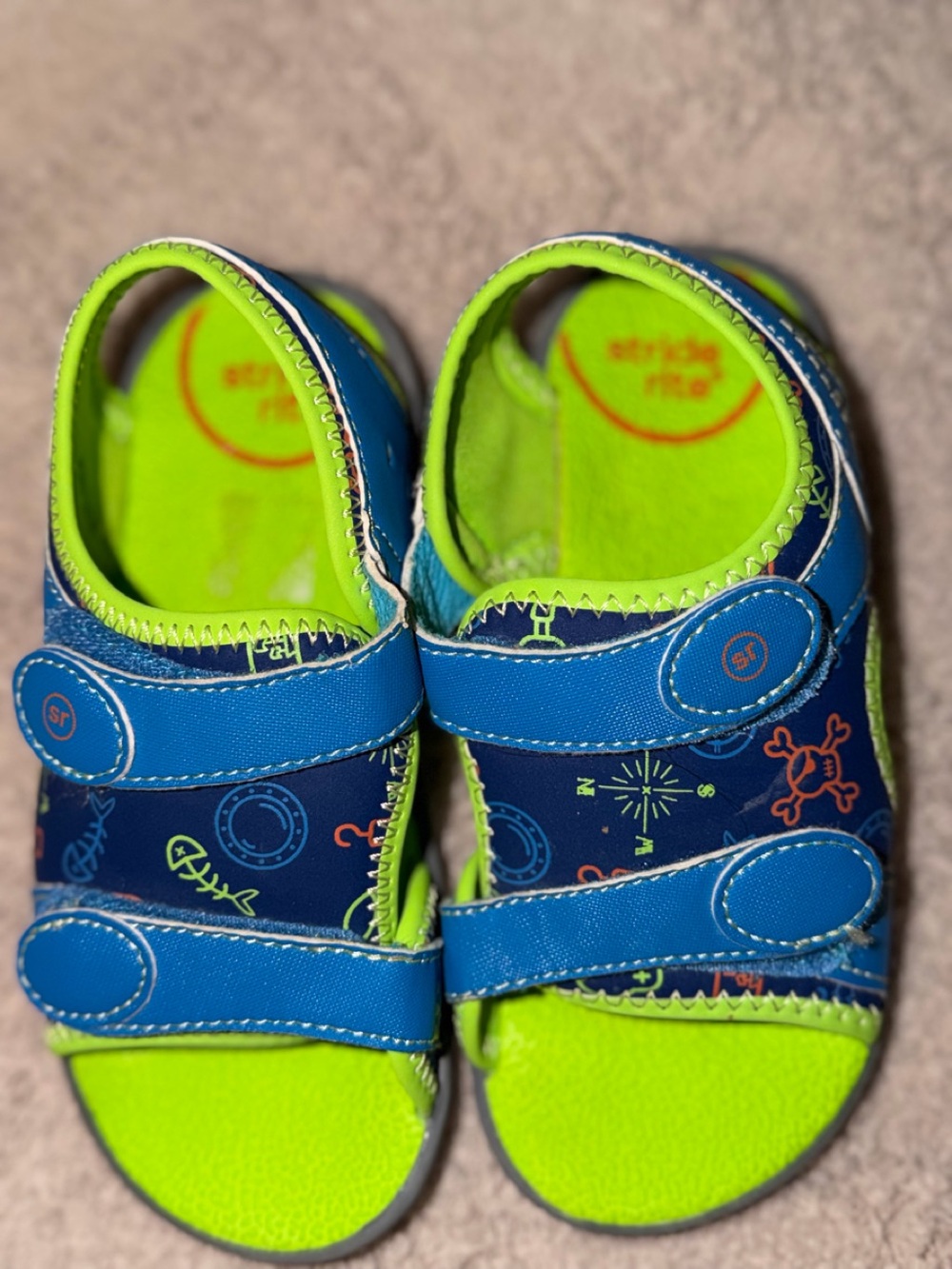 Stride Rite Blue & Neon Green Kids Sandals